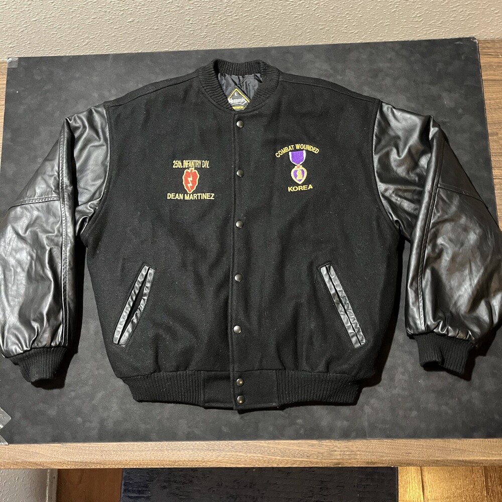 Mexican American Veteran Jacket Vintage USA Brown Pride 70s Purple Heart Bomber